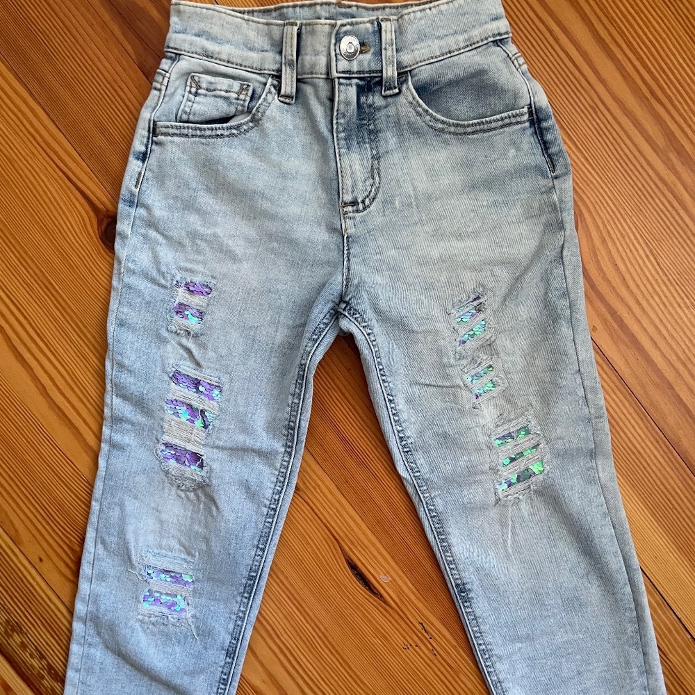 Justice girls jeans w/ purple sequins